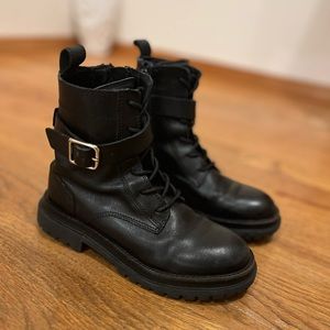 Girls Zara black leather boots used